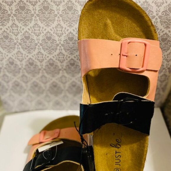 "just be"... Women Black and Pink  Slides   Size: 6 - Picture 1 of 6